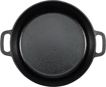 Cast Iron Dutch Oven Pot with Lid and Dual Handles, Oven Safe, Heavy-Duty, 7-Quart, Round, Black