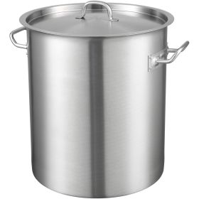 Stainless Steel Stockpot, 42 Quart Large Cooking Pots, Multipurpose Cookware Sauce Pot with Lid & Handle, Heavy Duty Commercial Grade Stock Pot
